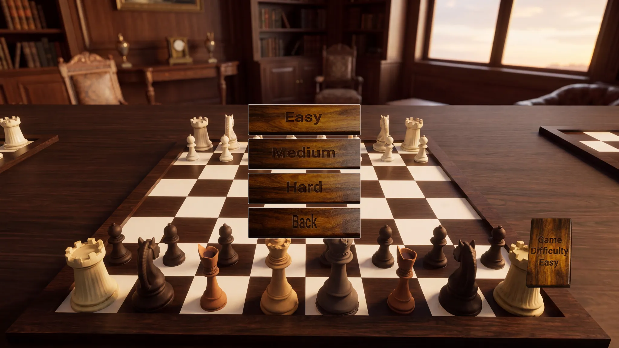 Serene Chess difficulty selection screen