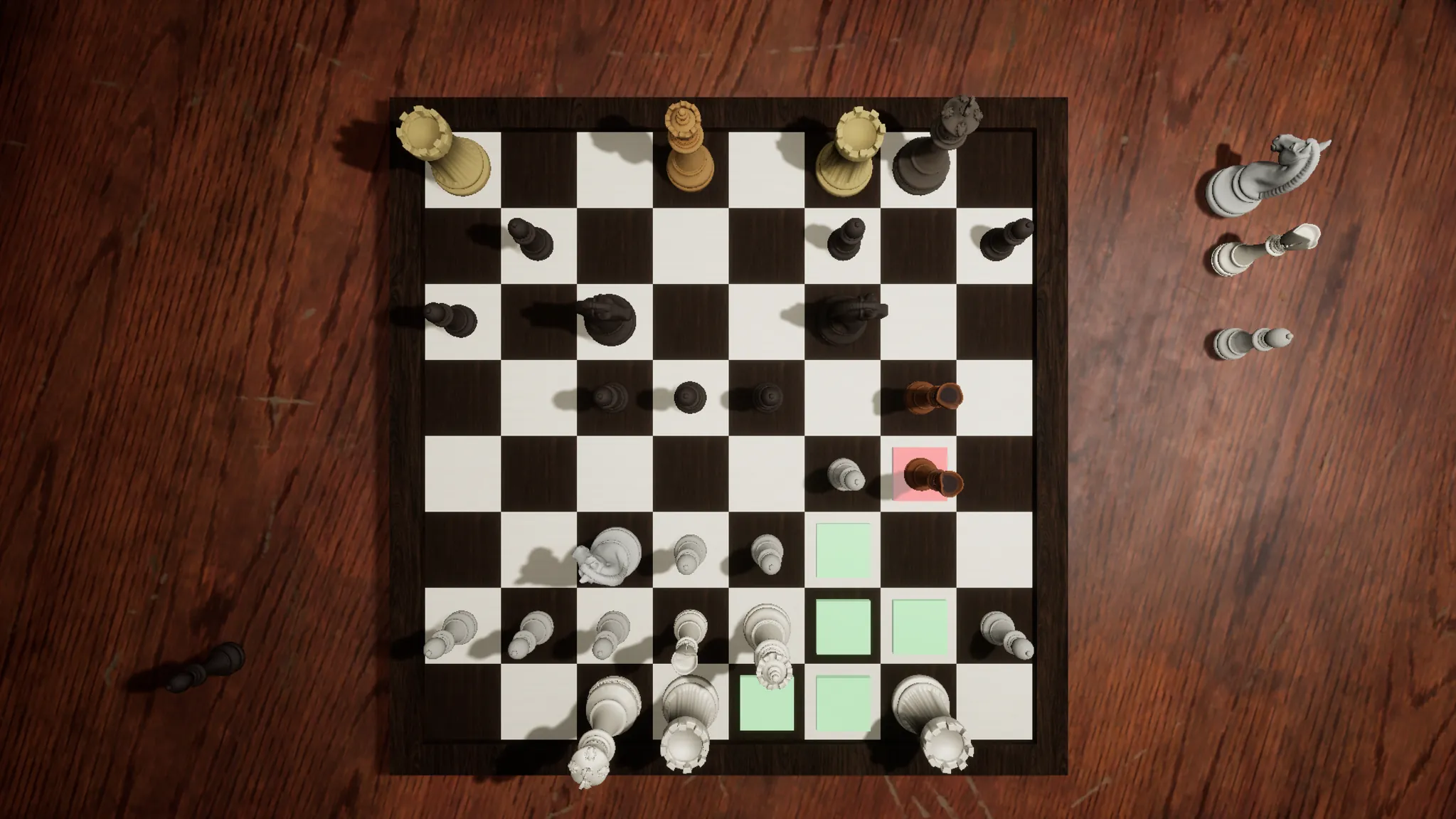 Serene Chess gameplay from above with an active board position