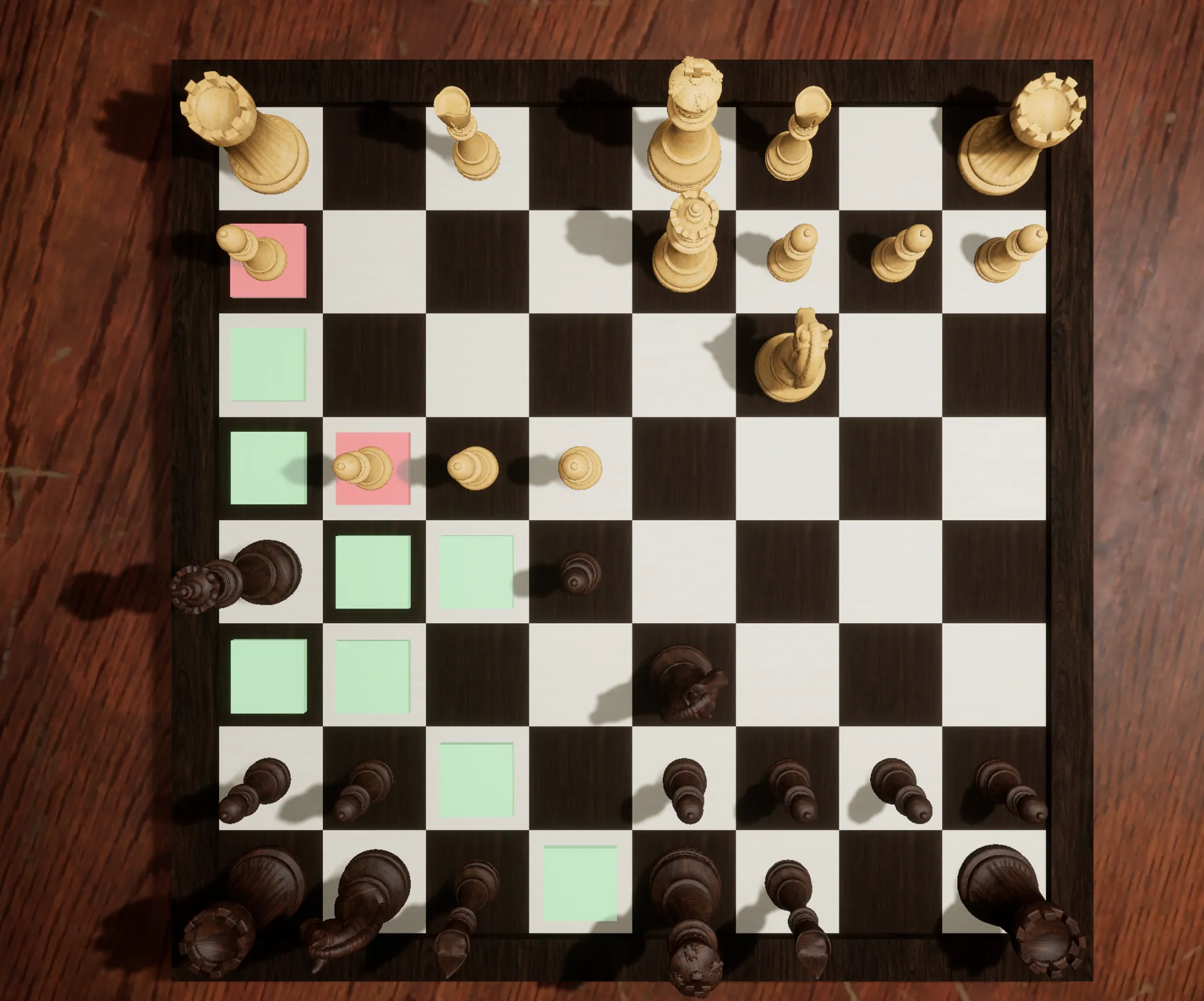 Serene Chess gameplay showing a later match position
