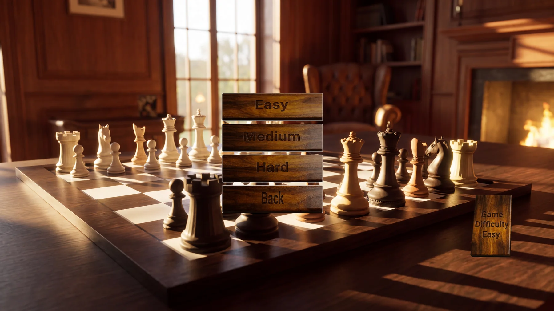 Serene Chess in-game difficulty selection screen